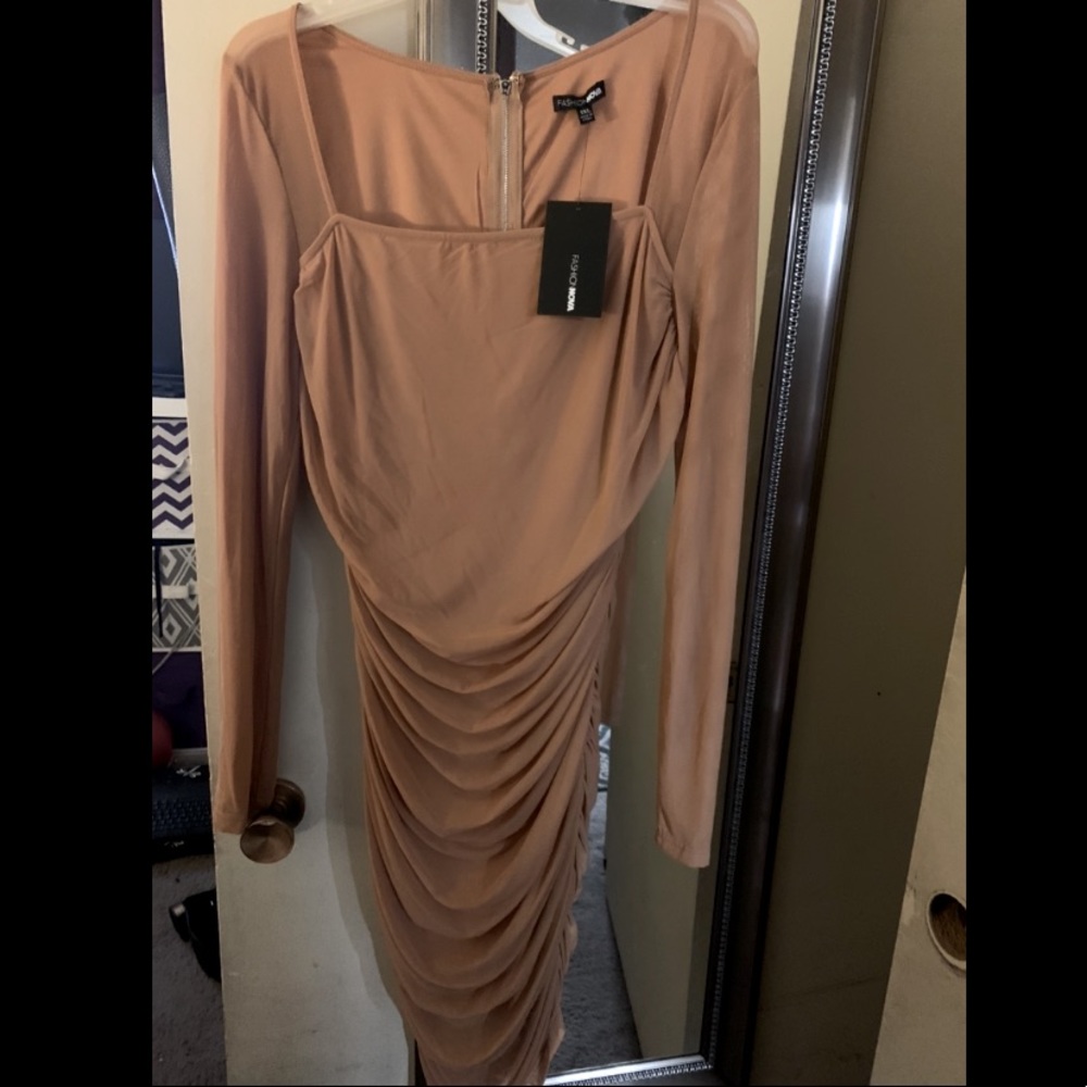 Ruched Midi Bodycon Dress